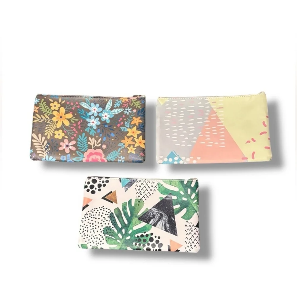 Double Zipper Cosmetic Case Set Of Three NEW